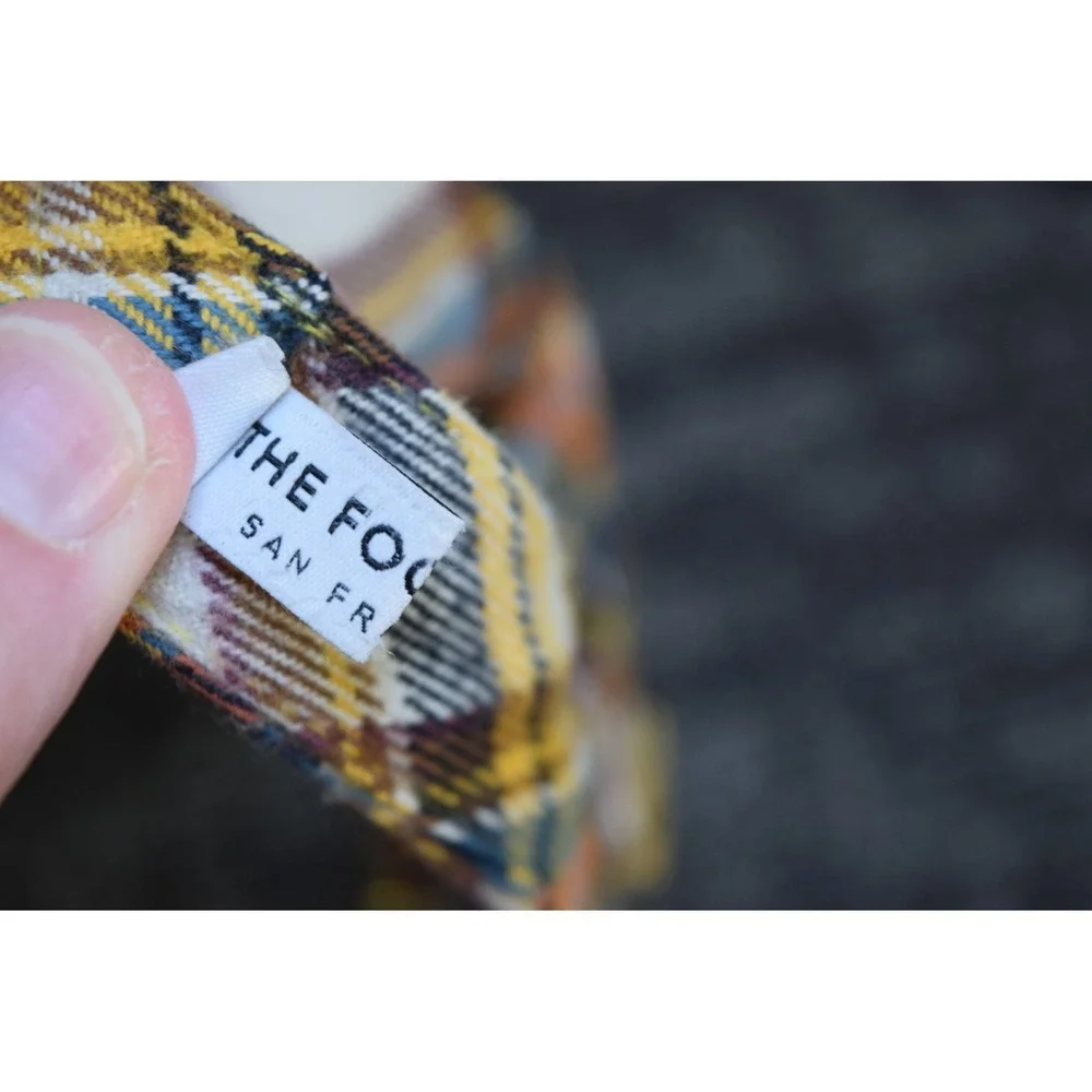 4 The Foggy Dog SF Collars LARGE Plaid Flannel Dots 2 Bow Ties Gold Hardware